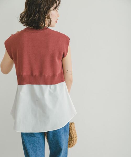 ITEMS URBANRESEARCH(アイテムズ アーバンリサーチ)の「ミラノリブフレンチレイヤードニット(ニット/セーター・レディース・レッド系その他/ベージュ/ネイビー・FREE)」の11枚目の写真