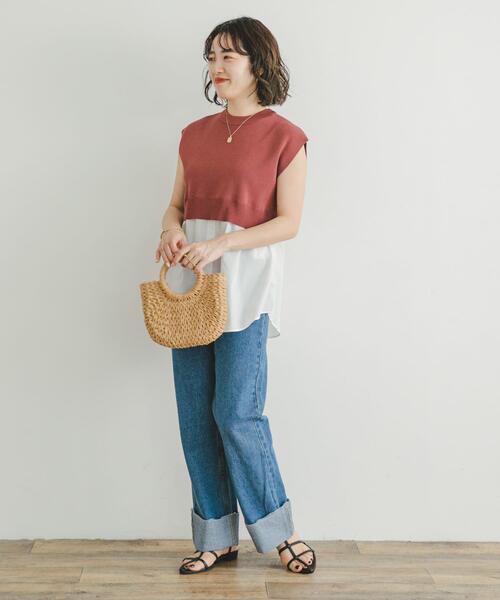 ITEMS URBANRESEARCH(アイテムズ アーバンリサーチ)の「ミラノリブフレンチレイヤードニット(ニット/セーター・レディース・レッド系その他/ベージュ/ネイビー・FREE)」の12枚目の写真