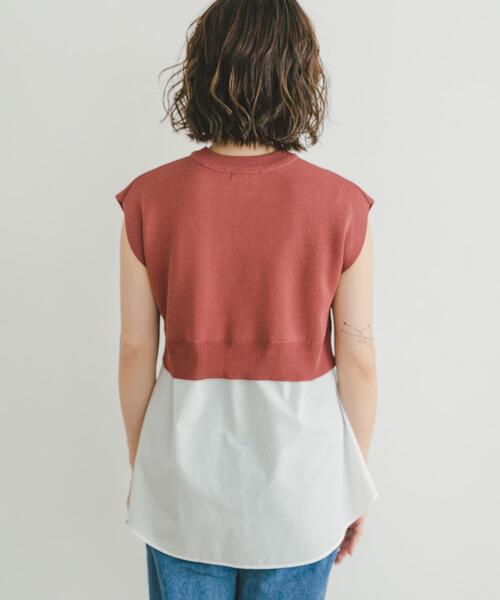 ITEMS URBANRESEARCH(アイテムズ アーバンリサーチ)の「ミラノリブフレンチレイヤードニット(ニット/セーター・レディース・レッド系その他/ベージュ/ネイビー・FREE)」の15枚目の写真