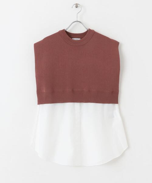 ITEMS URBANRESEARCH(アイテムズ アーバンリサーチ)の「ミラノリブフレンチレイヤードニット(ニット/セーター・レディース・レッド系その他/ベージュ/ネイビー・FREE)」の16枚目の写真