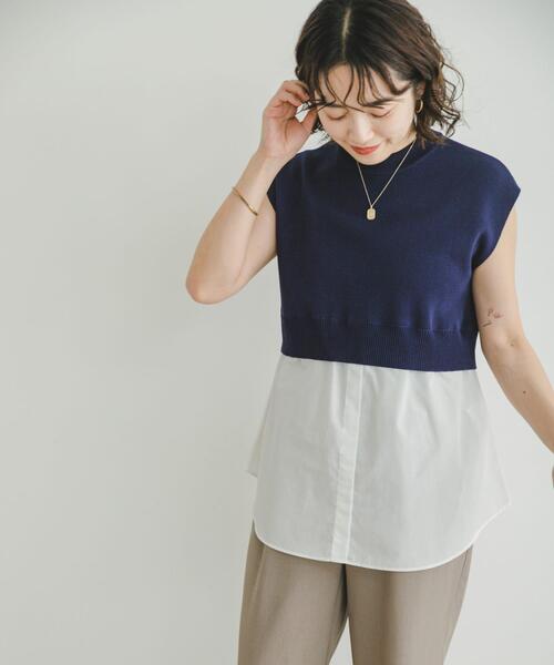 ITEMS URBANRESEARCH(アイテムズ アーバンリサーチ)の「ミラノリブフレンチレイヤードニット(ニット/セーター・レディース・レッド系その他/ベージュ/ネイビー・FREE)」の20枚目の写真