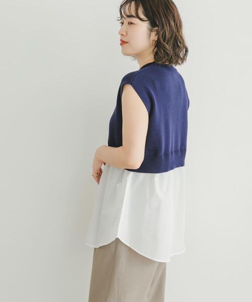 ITEMS URBANRESEARCH(アイテムズ アーバンリサーチ)の「ミラノリブフレンチレイヤードニット(ニット/セーター・レディース・レッド系その他/ベージュ/ネイビー・FREE)」の21枚目の写真