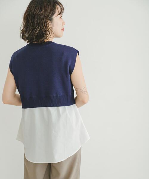 ITEMS URBANRESEARCH(アイテムズ アーバンリサーチ)の「ミラノリブフレンチレイヤードニット(ニット/セーター・レディース・レッド系その他/ベージュ/ネイビー・FREE)」の22枚目の写真