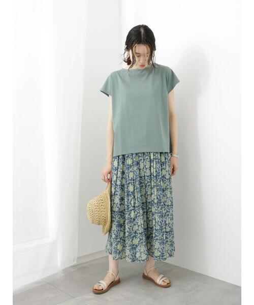 Samansa Mos2 blue（サマンサモスモスブルー）の「花柄ボイルギャザースカート（スカート・レディース・ブルー/キナリ/カーキ・F）」の4枚目の写真