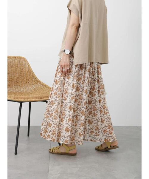 Samansa Mos2 blue（サマンサモスモスブルー）の「花柄ボイルギャザースカート（スカート・レディース・ブルー/キナリ/カーキ・F）」の13枚目の写真