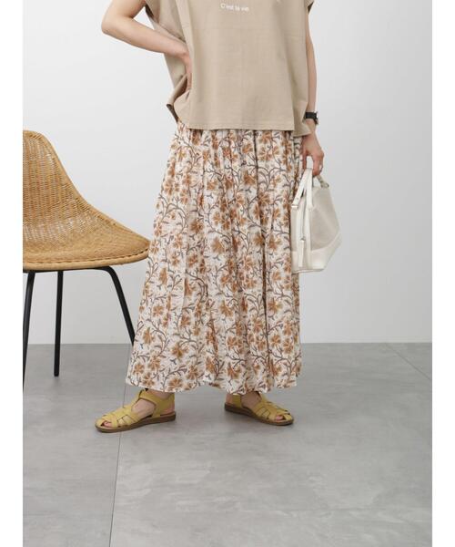 Samansa Mos2 blue（サマンサモスモスブルー）の「花柄ボイルギャザースカート（スカート・レディース・ブルー/キナリ/カーキ・F）」の14枚目の写真