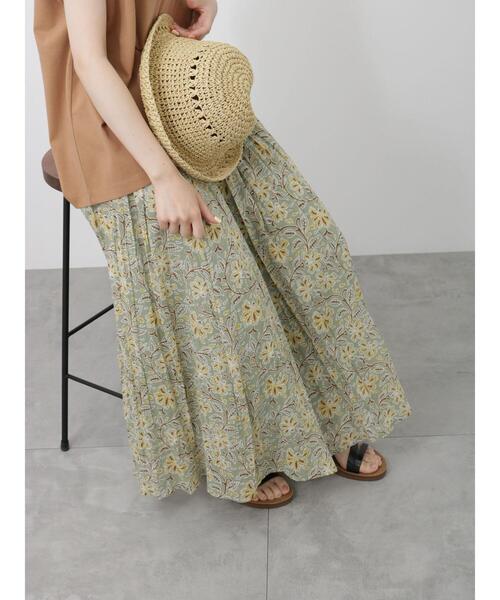 Samansa Mos2 blue（サマンサモスモスブルー）の「花柄ボイルギャザースカート（スカート・レディース・ブルー/キナリ/カーキ・F）」の18枚目の写真