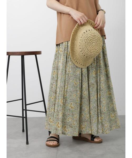 Samansa Mos2 blue（サマンサモスモスブルー）の「花柄ボイルギャザースカート（スカート・レディース・ブルー/キナリ/カーキ・F）」の19枚目の写真