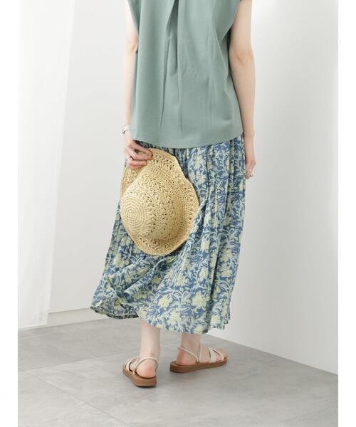 Samansa Mos2 blue（サマンサモスモスブルー）の「花柄ボイルギャザースカート（スカート・レディース・ブルー/キナリ/カーキ・F）」の8枚目の写真