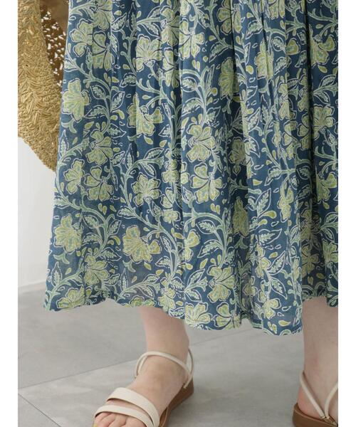 Samansa Mos2 blue（サマンサモスモスブルー）の「花柄ボイルギャザースカート（スカート・レディース・ブルー/キナリ/カーキ・F）」の10枚目の写真