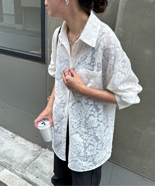 feepur（フェピュール）の「レースルーズシャツ（シャツ/ブラウス・レディース・アイボリー/ブラック・MEDIUM）」の14枚目の写真