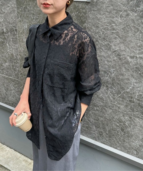 feepur（フェピュール）の「レースルーズシャツ（シャツ/ブラウス・レディース・アイボリー/ブラック・MEDIUM）」の16枚目の写真