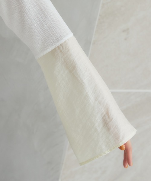 miclat（ミクラ）の「大きいサイズ　袖シアー切替ぷくぷくブラウス　miclat（シャツ/ブラウス・レディース・ブラック/イエロー系・L/LL/3L/4L/5L）」の15枚目の写真