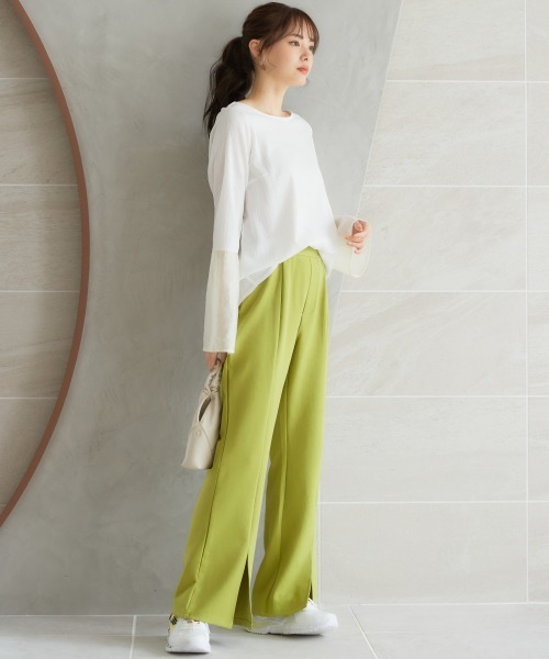 miclat（ミクラ）の「大きいサイズ　袖シアー切替ぷくぷくブラウス　miclat（シャツ/ブラウス・レディース・ブラック/イエロー系・L/LL/3L/4L/5L）」の22枚目の写真