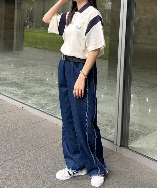 kutir（クティール）の「配色ワッフルポロシャツ（ポロシャツ・レディース・グリーン/ボルドー/オフホワイト・FREE）」の15枚目の写真