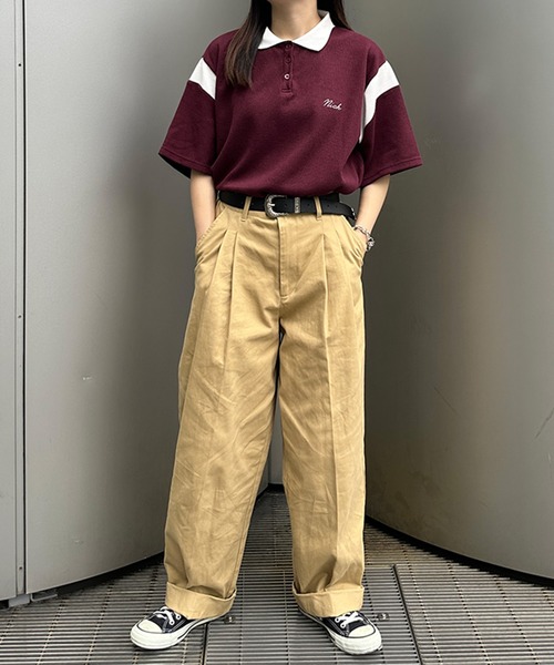 kutir（クティール）の「配色ワッフルポロシャツ（ポロシャツ・レディース・グリーン/ボルドー/オフホワイト・FREE）」の5枚目の写真