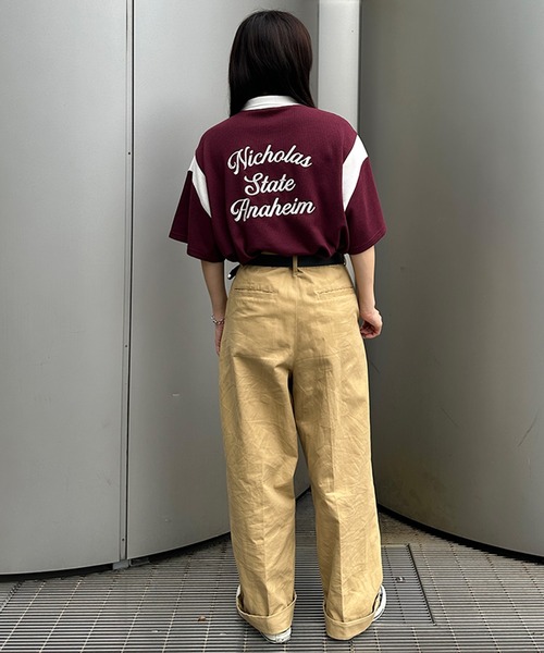 kutir（クティール）の「配色ワッフルポロシャツ（ポロシャツ・レディース・グリーン/ボルドー/オフホワイト・FREE）」の7枚目の写真