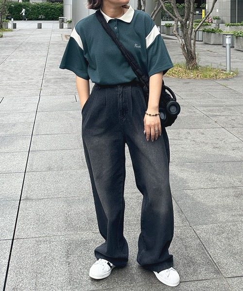 kutir（クティール）の「配色ワッフルポロシャツ（ポロシャツ・レディース・グリーン/ボルドー/オフホワイト・FREE）」の19枚目の写真