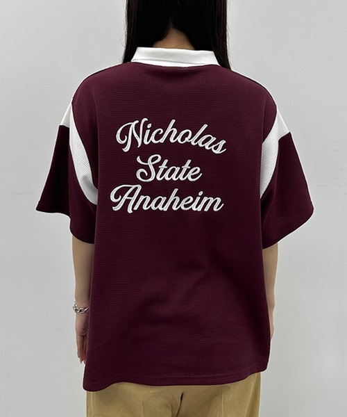 kutir（クティール）の「配色ワッフルポロシャツ（ポロシャツ・レディース・グリーン/ボルドー/オフホワイト・FREE）」の11枚目の写真