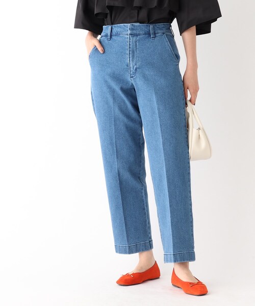 OPAQUE.CLIP（オペークドットクリップ）の「◆ストレッチデニム スラックスパンツ/コットン混【洗濯機洗い可】（デニムパンツ・レディース・グレー系その他/ブルー/ネイビー・36/38）」の3枚目の写真