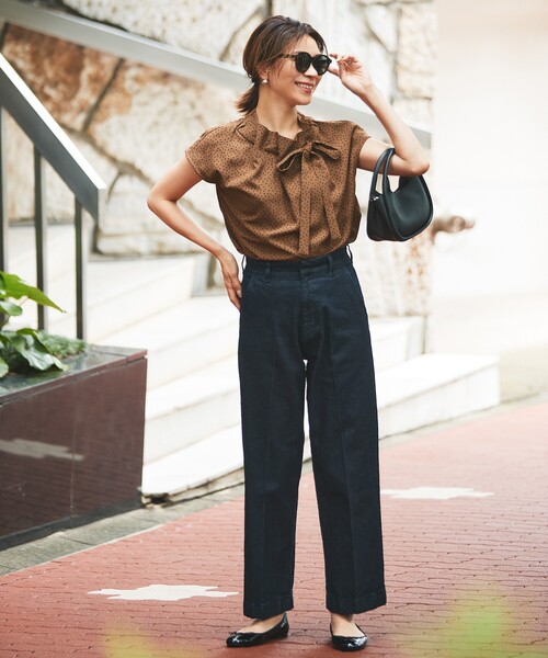 OPAQUE.CLIP（オペークドットクリップ）の「◆ストレッチデニム スラックスパンツ/コットン混【洗濯機洗い可】（デニムパンツ・レディース・グレー系その他/ブルー/ネイビー・36/38）」の4枚目の写真