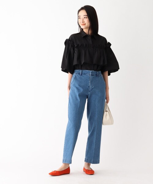 OPAQUE.CLIP（オペークドットクリップ）の「◆ストレッチデニム スラックスパンツ/コットン混【洗濯機洗い可】（デニムパンツ・レディース・グレー系その他/ブルー/ネイビー・36/38）」の15枚目の写真