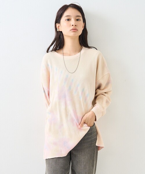 専用です！　渦巻きタイダイ染めカットソー　レーヨン　F563 ブルータイダイデザインtシャツTシャツ染色うず巻きtee渦巻きTEE