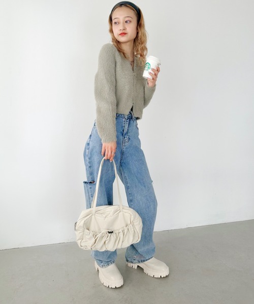 CLEA(クレア)の「シャギーニットWジップクロップド丈トップス(ニット/セーター・レディース・ライトグレー/ホワイト/ブラック・FREE)」の21枚目の写真