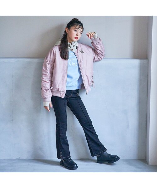 algy(アルジー)の「りぼんチャーム付きレースアップブルゾン(ブルゾン・キッズ・ブラック/カーキ/ピンク・XX-SMALL/X-SMALL/MEDIUM/SMALL)」の4枚目の写真