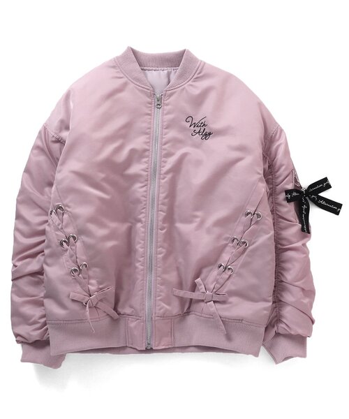 algy(アルジー)の「りぼんチャーム付きレースアップブルゾン(ブルゾン・キッズ・ブラック/カーキ/ピンク・XX-SMALL/X-SMALL/MEDIUM/SMALL)」の8枚目の写真