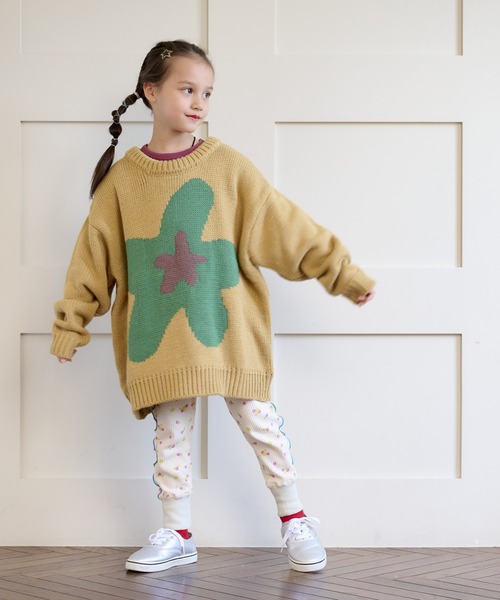 HOGAN RANCH WEAR（ホーガンランチウエア）の「フラワーワッフルメローレギンス（80～150cm）（レギンス/スパッツ・キッズ・オフホワイト/ブラウン/グレー・80/90/100/110/120/130/140/150）」の7枚目の写真