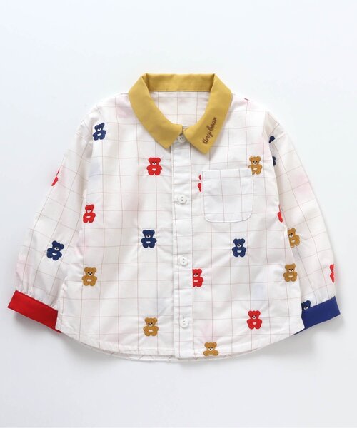 apres les cours（アプレレクール）の「tiny bear 2柄シャツ（シャツ/ブラウス・キッズ・ストライプ/チェック・110/100/80/90/120）」の2枚目の写真