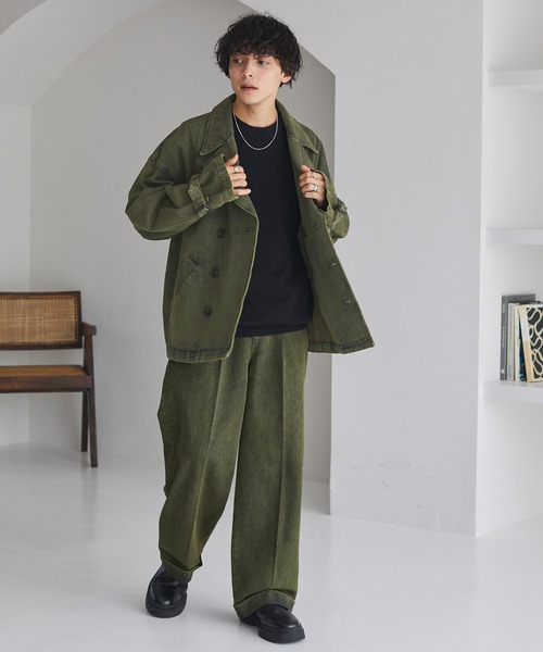 MONO-MART(モノマート)の「タックワイドロールアップバギーデニムパンツ(デニムパンツ・メンズ・カーキ/チャコールグレー/インディゴブルー/ナチュラル・M/L)」の16枚目の写真