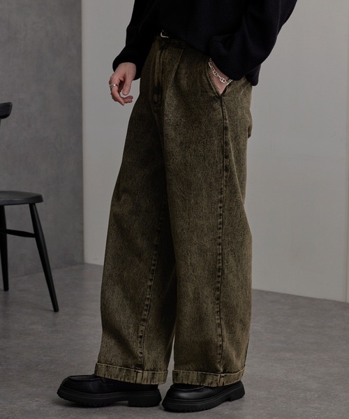 MONO-MART(モノマート)の「タックワイドロールアップバギーデニムパンツ(デニムパンツ・メンズ・カーキ/チャコールグレー/インディゴブルー/ナチュラル・M/L)」の9枚目の写真