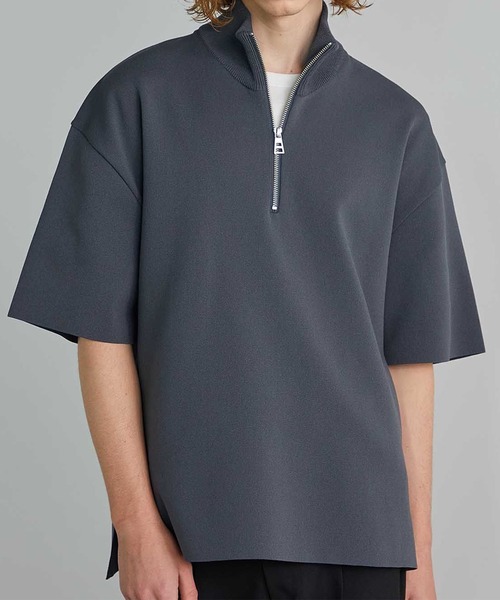 UNITED TOKYO（ユナイテッドトウキョウ）の「18GプレーンジャガードハーフZIP SS（ニット/セーター・メンズ・ライトブルーグレー/ミント/アイボリー/ブラック・1/2）」の4枚目の写真