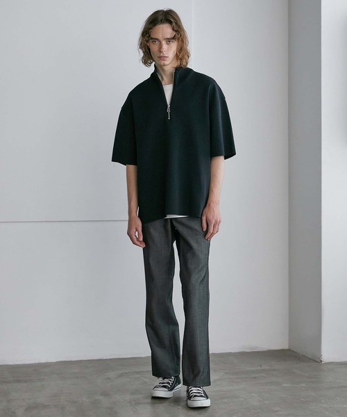 UNITED TOKYO（ユナイテッドトウキョウ）の「18GプレーンジャガードハーフZIP SS（ニット/セーター・メンズ・ライトブルーグレー/ミント/アイボリー/ブラック・1/2）」の5枚目の写真