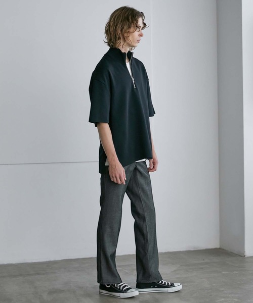 UNITED TOKYO（ユナイテッドトウキョウ）の「18GプレーンジャガードハーフZIP SS（ニット/セーター・メンズ・ライトブルーグレー/ミント/アイボリー/ブラック・1/2）」の6枚目の写真