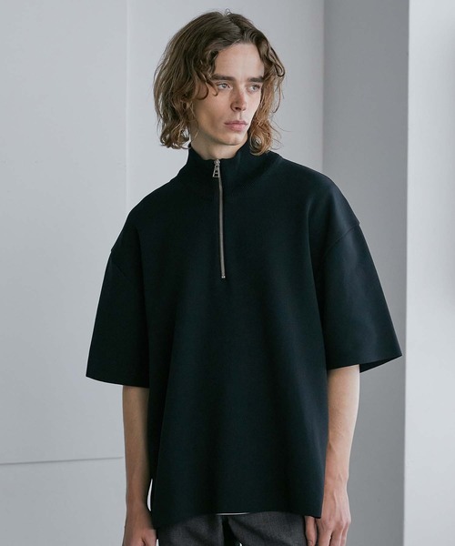 UNITED TOKYO（ユナイテッドトウキョウ）の「18GプレーンジャガードハーフZIP SS（ニット/セーター・メンズ・ライトブルーグレー/ミント/アイボリー/ブラック・1/2）」の8枚目の写真