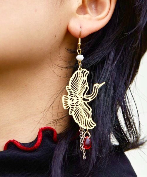 カヤ(カヤ)の「【カヤ】つがい鶴ピアス(ピアス(両耳用)・レディース・ゴールド/シルバー・FREE)」の4枚目の写真