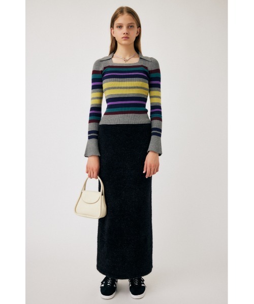 MOUSSY（マウジー）の「COLLAR SQUARE NECK KNIT トップス（ニット/セーター・レディース・グリーン系その他/ライトベージュ/グレー系その他・FREE）」の11枚目の写真