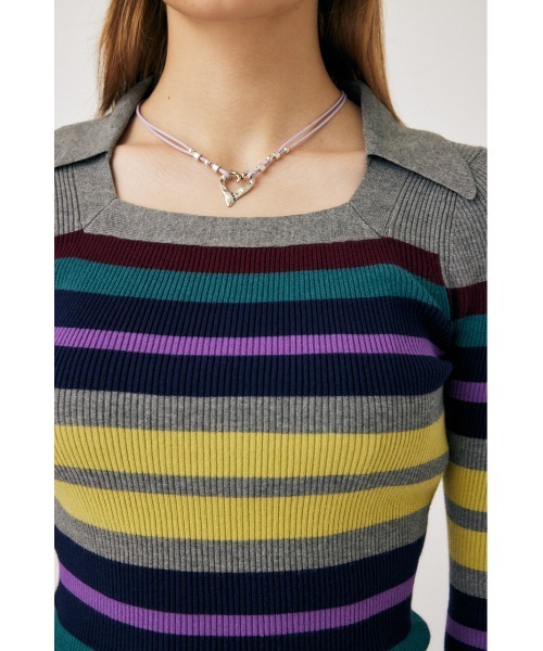 MOUSSY（マウジー）の「COLLAR SQUARE NECK KNIT トップス（ニット/セーター・レディース・グリーン系その他/ライトベージュ/グレー系その他・FREE）」の14枚目の写真
