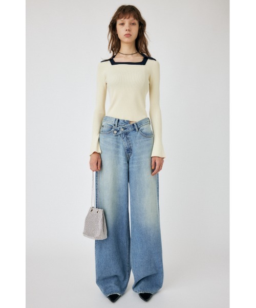 MOUSSY（マウジー）の「COLLAR SQUARE NECK KNIT トップス（ニット/セーター・レディース・グリーン系その他/ライトベージュ/グレー系その他・FREE）」の19枚目の写真