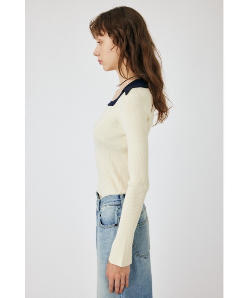 MOUSSY（マウジー）の「COLLAR SQUARE NECK KNIT トップス（ニット/セーター・レディース・グリーン系その他/ライトベージュ/グレー系その他・FREE）」の20枚目の写真