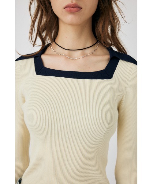 MOUSSY（マウジー）の「COLLAR SQUARE NECK KNIT トップス（ニット/セーター・レディース・グリーン系その他/ライトベージュ/グレー系その他・FREE）」の22枚目の写真