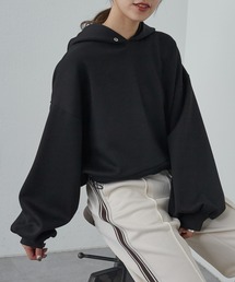 ダンボール裾ドロストクロップドフーディ―