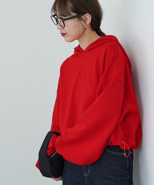 COLONY 2139（コロニートゥーワンスリーナイン）の「ダンボール裾ドロストクロップドフーディ―（パーカー・レディース・グレー/ブラック/レッド/オフホワイト・FREE）」の5枚目の写真