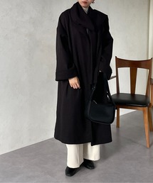 ストール付きノーカラーコート