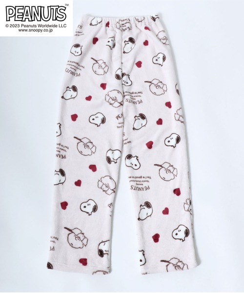 PEANUTS(ピーナッツ)の「PEANUTS(ピーナッツ)スヌーピーふわもこボアフリース総柄シャツパジャマ レディース/上下セット/ルーム ...