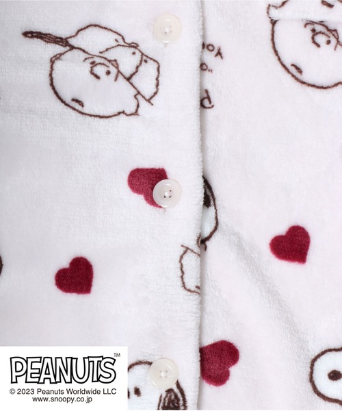 PEANUTS(ピーナッツ)の「PEANUTS(ピーナッツ)スヌーピーふわもこボアフリース総柄シャツパジャマ レディース/上下セット/ルーム ...