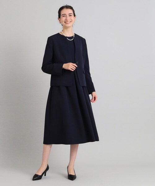 OPAQUE.CLIP(オペークドットクリップ)の「◆≪通勤・セレモニー/セットアップ対応≫ キーネックジャケット/ダブルクロス【洗濯機洗い可】(ノーカラージャケット・レディース・ライトベージュ/ブラック/ネイビー・38/36/42/34/40)」の14枚目の写真